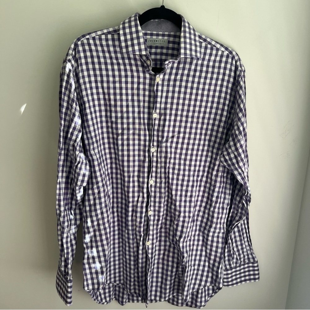 Purple Checkered Men's Shirt - Large - Picture 2 of 6